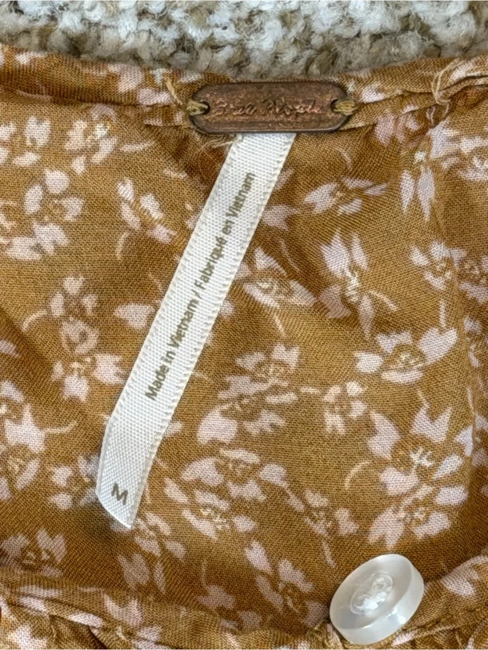 Free People One Fine Day Brown Ditsy Floral Print Mini Dress Size M
